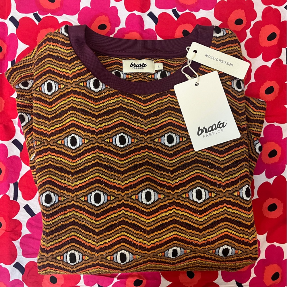Brava Fabrics - Eyes Jacquard Rounded Sweatshirt Orange, Size L